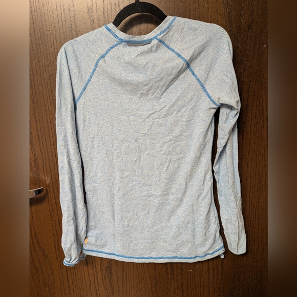 Lucy Tech Blue Striped Athletic Size Medium Women's Long Sleeve Ruched Sides - Picture 3 of 3